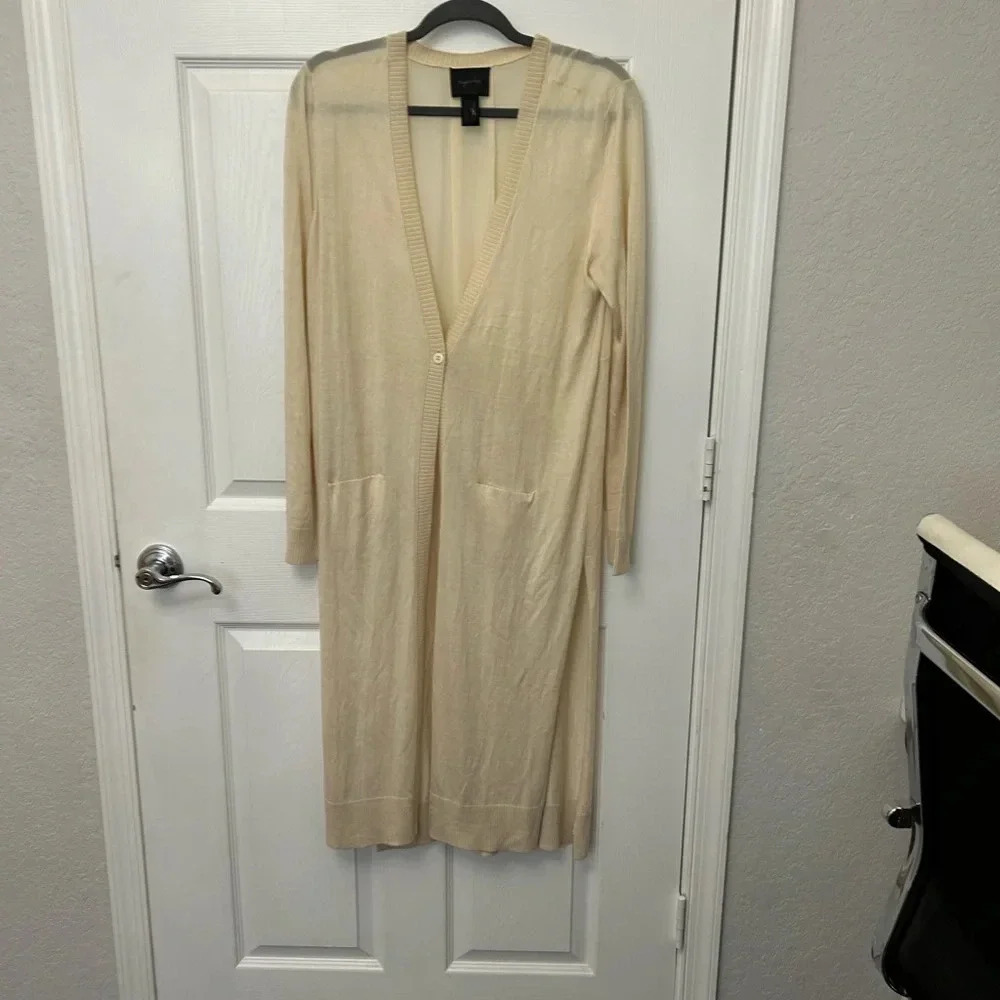 ! magaschoni cream cardigan black label size L